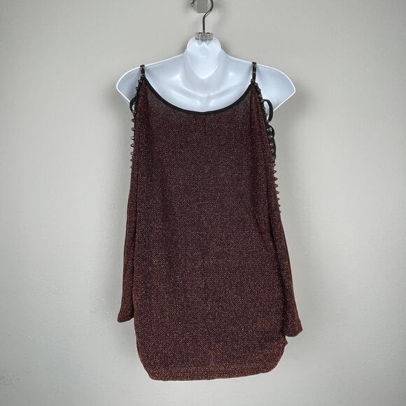 A.Z.I Jeans Black Glitter‎ Top S Lattice Cutout Sleeves Whimsigoth Punk Goth - Picture 3 of 8